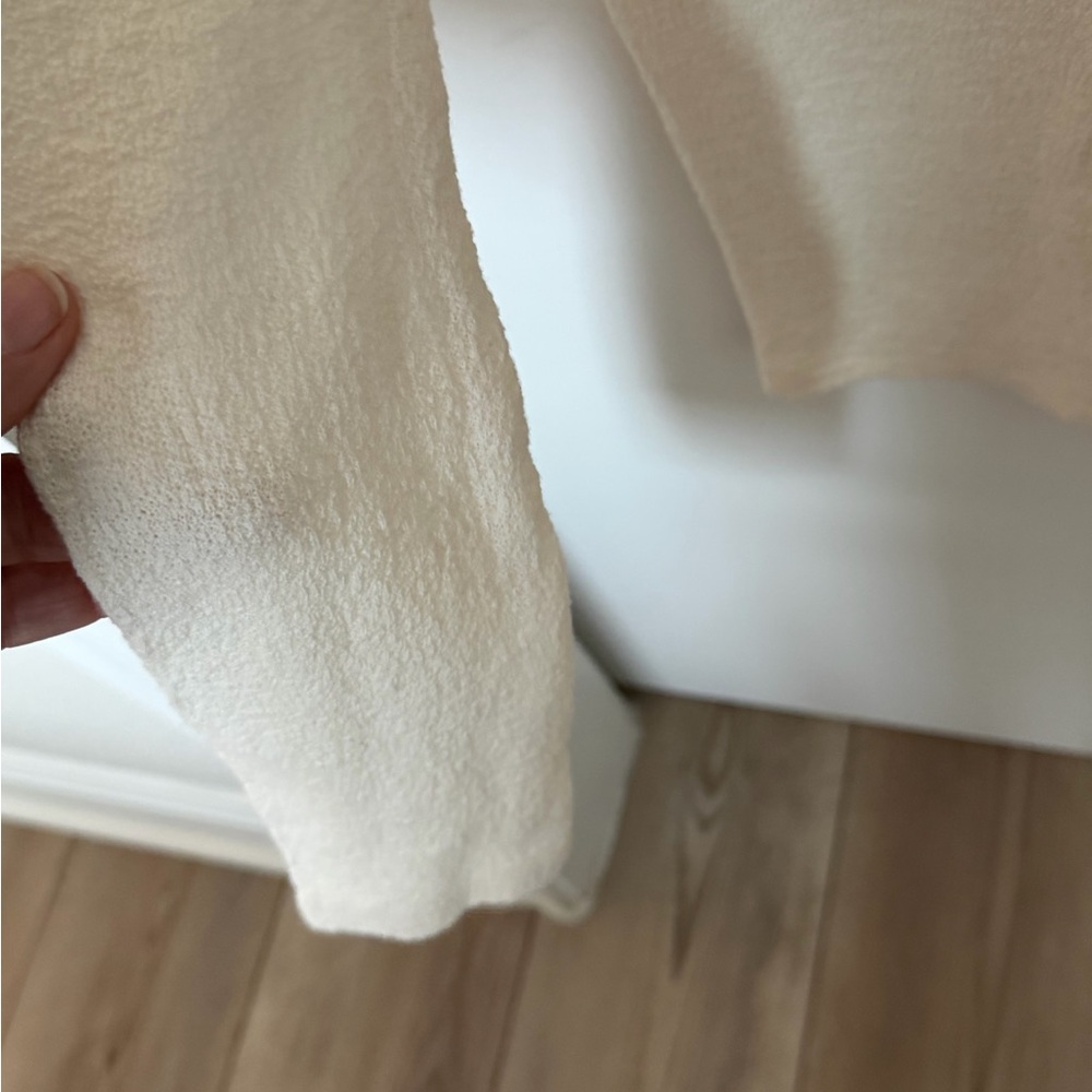 Madewell Cream Tie Front Top Slub Knit Long Sleeve size xsmall - Picture 5 of 9